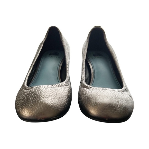 LANVIN Cube Metallic Round Toe Silver Heel Pumps Sz 8.5 - Picture 6 of 7